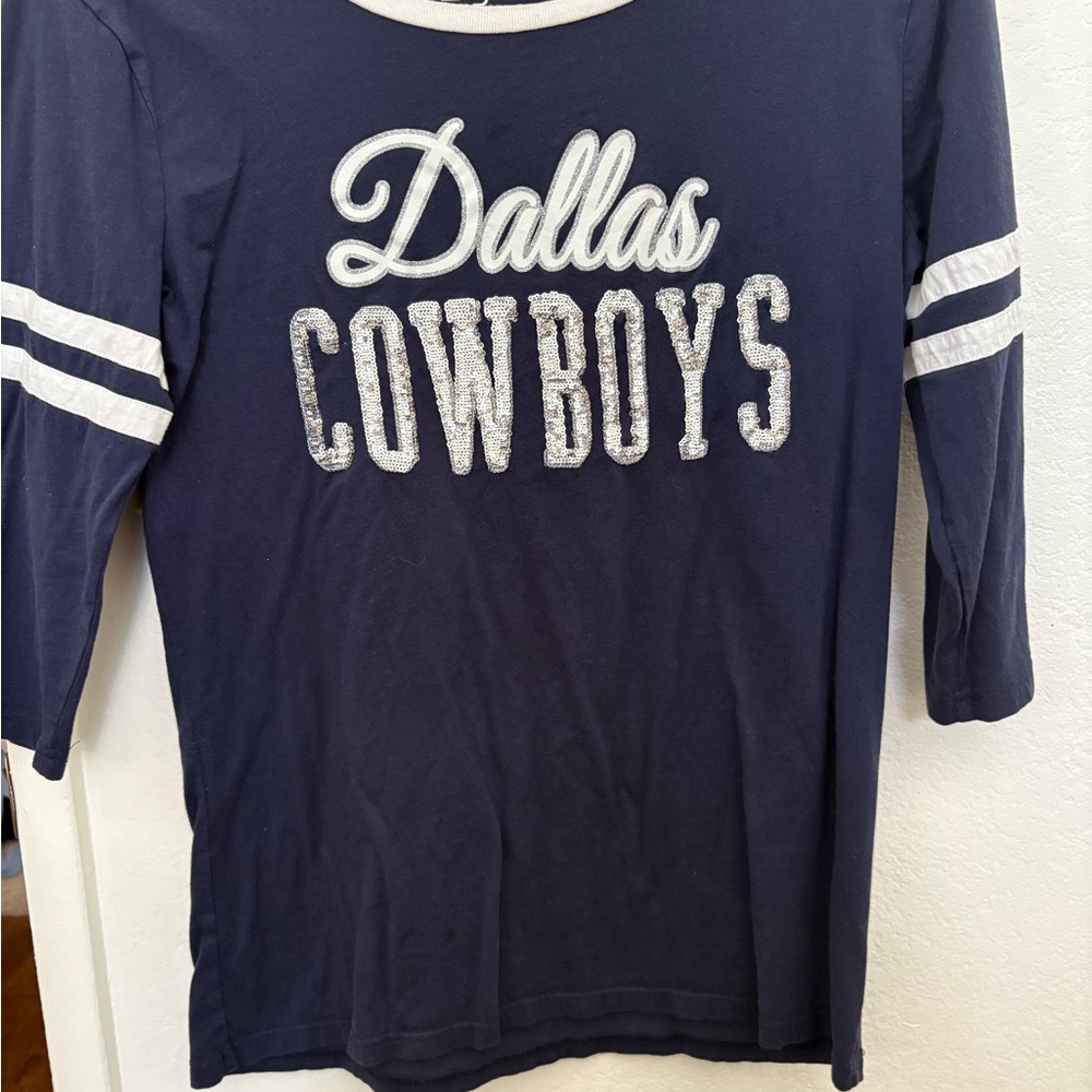 NFL Dallas Cowboys Blue and White Long Sleeve Tee